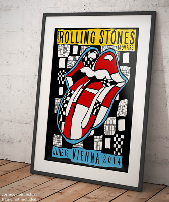 Poster Rolling Stones Concerto Lucca No Filter 2017 Locandina Quadro su Tavola 