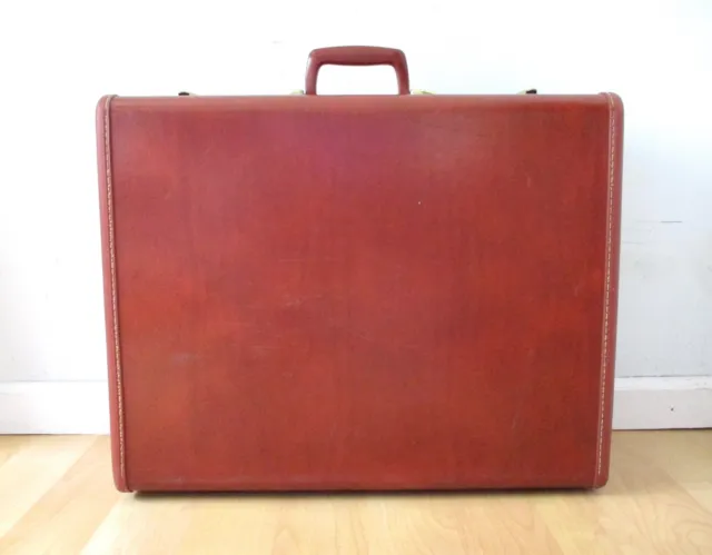 Vtg 50s MCM Samsonite Brown Hardshell Suitcase Luggage Shwayder 19 x 24 No Key