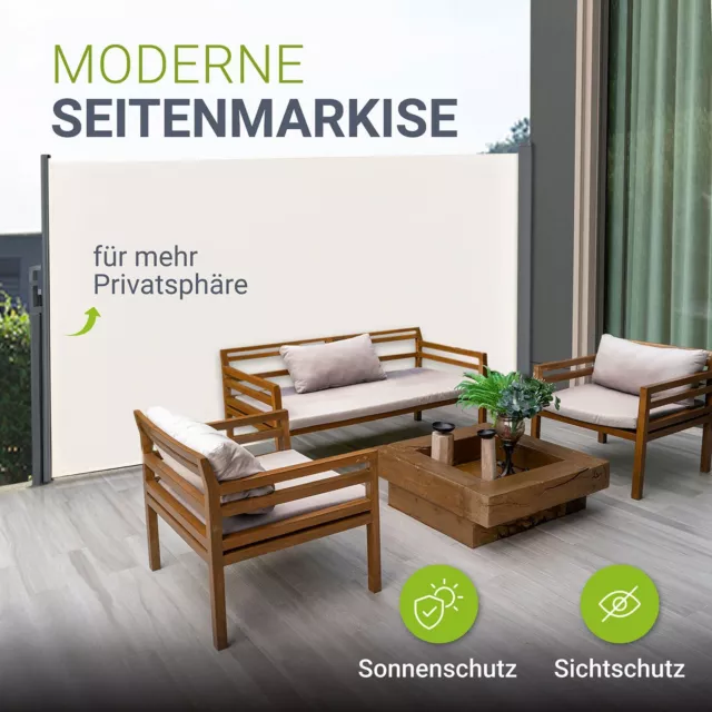 Seitenmarkise Seitenwandmarkise Markise Sichtschutz Blickschutz Balkon Juskys® 2