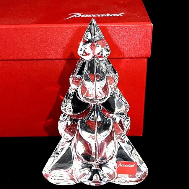 Baccarat Crystal Clear 5-1/2" Snowy Fir Tree Christmas Figurine W/ Box