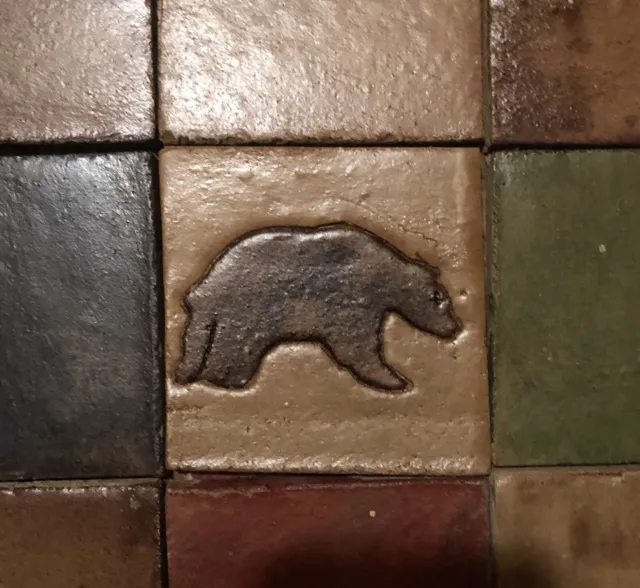 4x4 Cottage Craft Tile Arts and Crafts Beige Brown Bear Accent Wall Tile