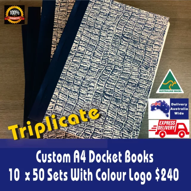 10 x Triplicate A4  Customised Full Colour Printed  QUOTE / Tax INVOICE Books