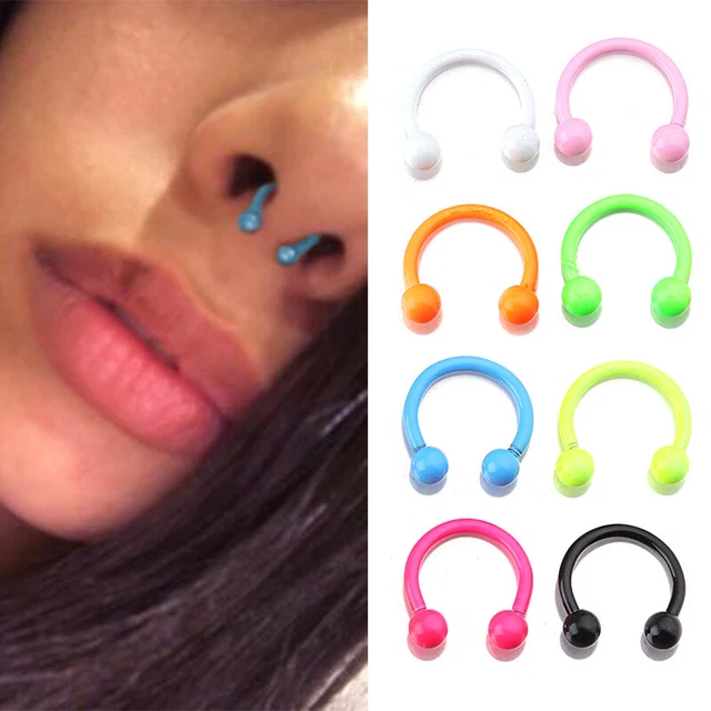 8Pcs C Type Piercing Horseshoe Stainless Steel Nose Ring Piercing Body Jewel_tu