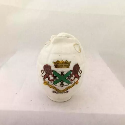 CRESTED CHINA WW1 HAND GRENADE  Plymouth CREST