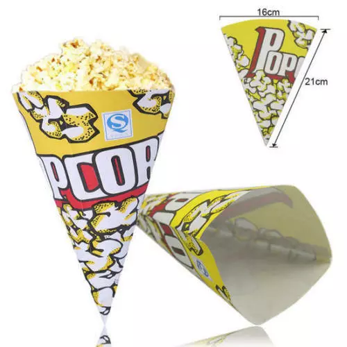 Popcorn Bags - Bulk Yellow Cone Pop corn Paper Bag Movie Cinema Cones Machine