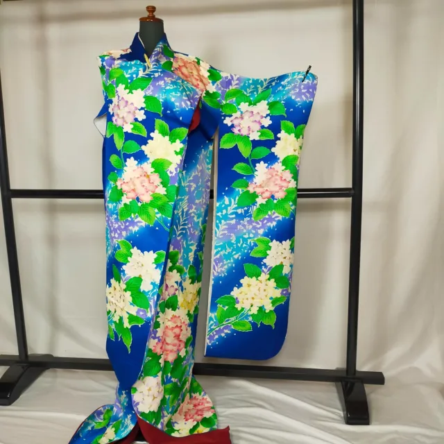 Japanese Kimono Furisode jacket  Robe  ydrangea Flower  9322
