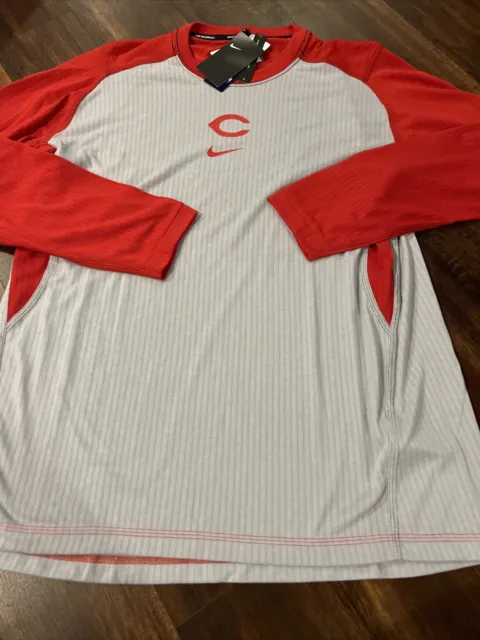 New Mens Nike Cincinnati Reds MLB Baseball Long Sleeve Shirt Size Large