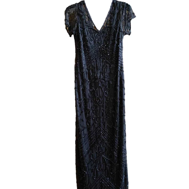 Pisarro Nights Beaded Mesh Colmn Gown Dress Size 6