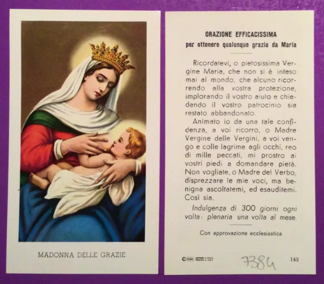 Santino Holy Card, Madonna Delle Grazie -Rif. 7384