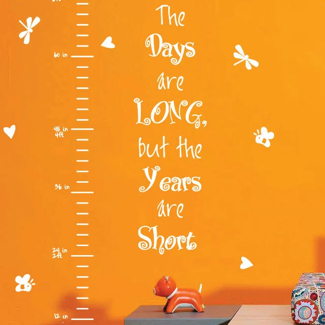 CHILDREN HEIGHT CHART Wall Quotes Stickers Animal Kid Words Phrases