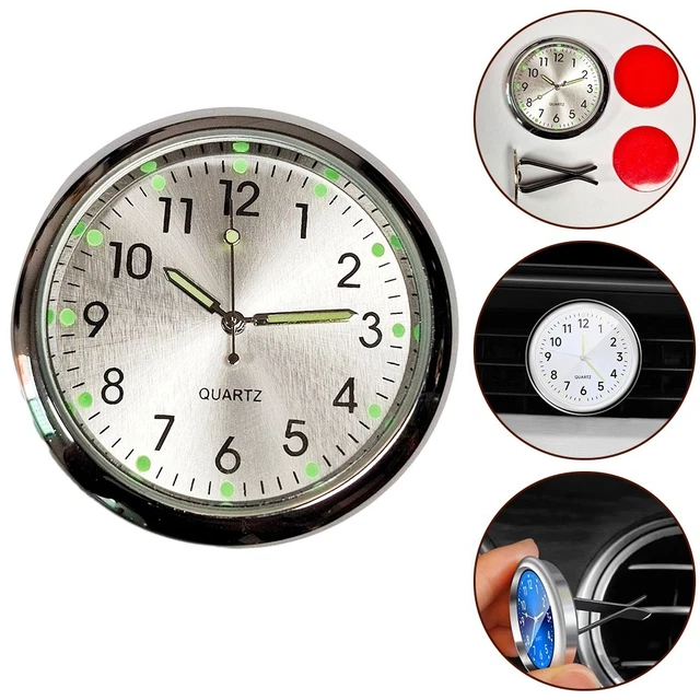 Tulov Lot de 2 mini horloges de tableau de bord de véhicule, avec autocollant double face et clip d'aération, horloge de tableau de bord, horloge de tableau de bord, horloge de voiture Tulov Lot de 2 mini horloges de tableau de bord de véhicule, avec autocollant double face et clip d'aération, horloge de tableau de bord, horloge de tableau de bord, horloge de voiture