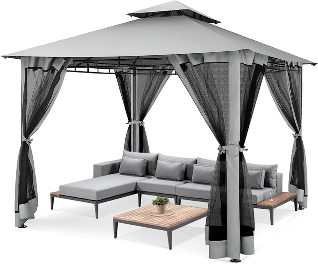 3x3m/3x4m/3,6x3,6m Pavillon Gartenpavillon Partyzelt Faltbar mit Moskitonetz DHL