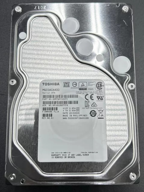 Toshiba MG Series MG03ACA400 4TB SATA 6Gb/s 7.2K 64MB 3.5" Enterprise Hard Drive