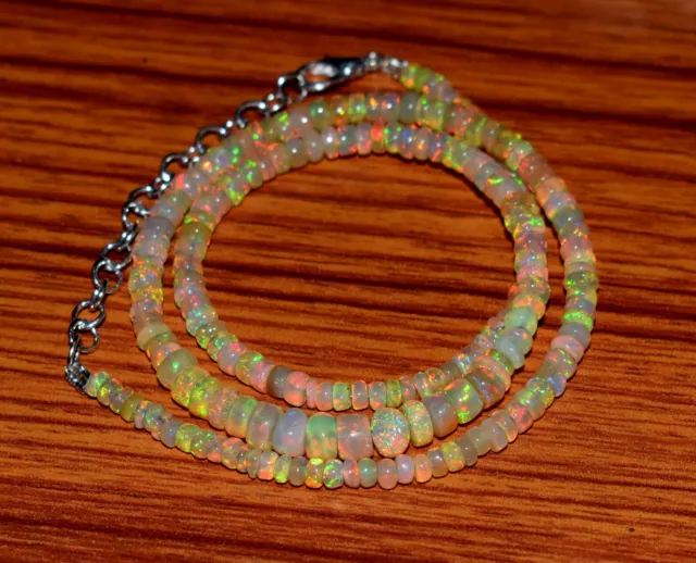 Welo Fire Ethiopian Opal Beads 16 Inches Adjustable Necklace