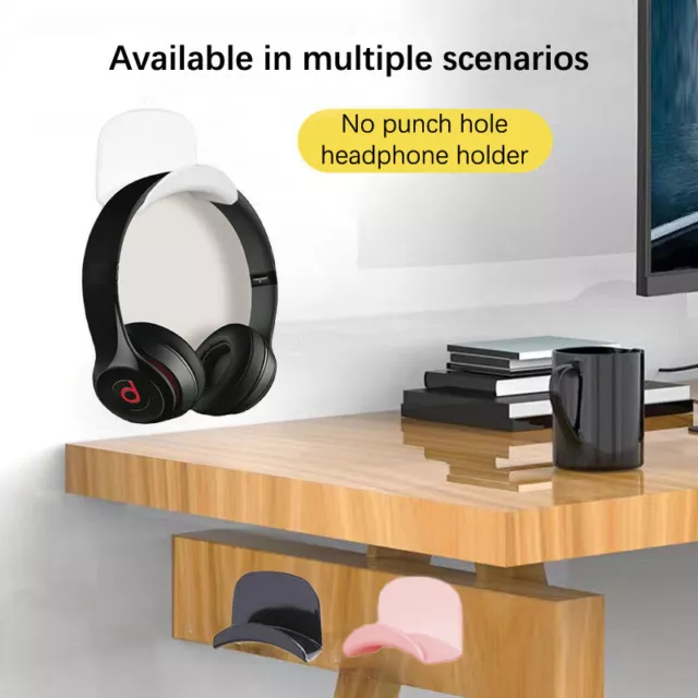 Punch-Free Holder Hook Computer Dual Headset Stand Hanger Under Desk
