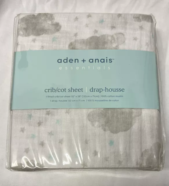 NEW Aden & Anais Partly Sunny - Start Showers Muslin Crib Sheet 100% Cotton