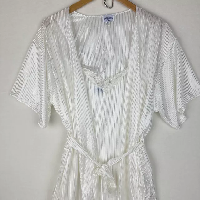 VINTAGE NANCY KING Nightgown And Robe Peignoir Set Sz Medium White ...