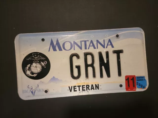 Vintage 2004  MONTANA GRNT  License Plate  GRNT VETERAN