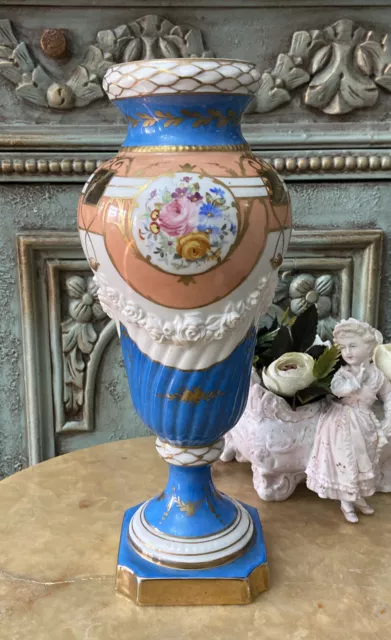 Sevres Antique French Blue  Porcelain Vase