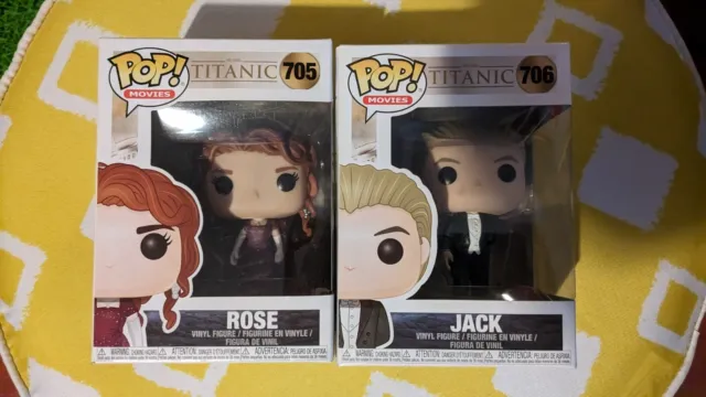 RARE : lot 2 figurines FUNKO POP TITANIC Rose & Jack 705 & 706 NEUVES !