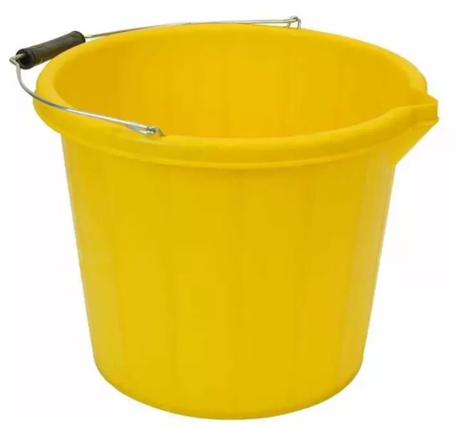 RODO - Cubo de construcción de plástico resistente amarillo de 3 galones