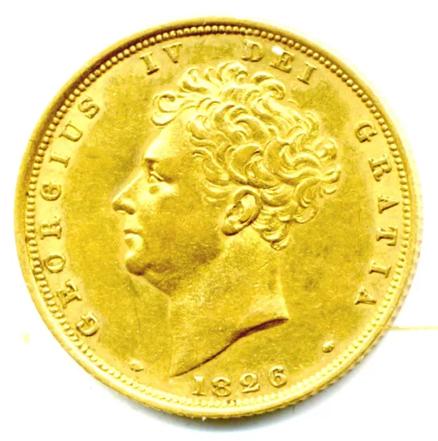 1826  King George Iv  Shield  Back Full Gold Sovereign Coin Gvf