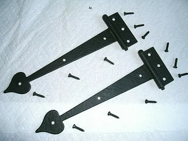 Vintage Strap Hinges-2 each McKinney with Screws Forged Iron 1950 Era Vintage 9"