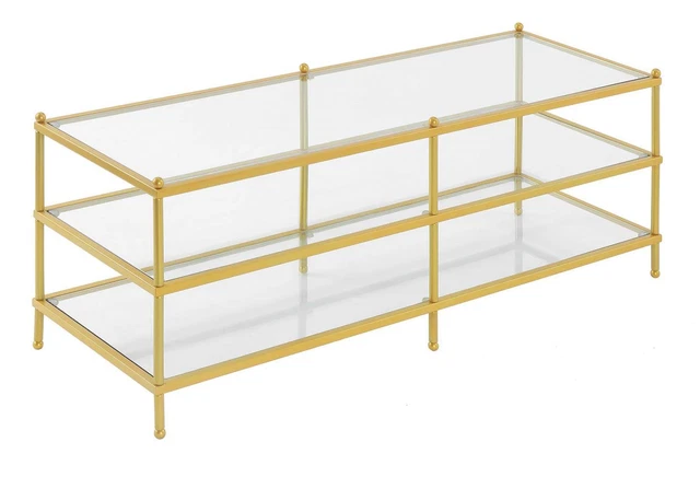 Convenience Concepts Royal Crest Glass And Gold 3 Tier Coffee Table S11-156