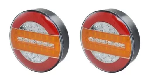 2 X 24V LED Arrière Rond Hamburger Feu Arrière Camion Châssis Remorque Dynamique