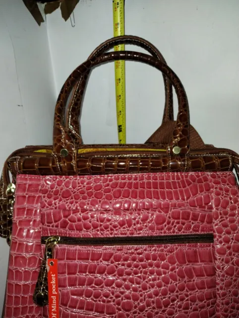 Samantha Brown Croco Red Embossed Dowel Travel Bag Purse Carry On Rare Red Color 3