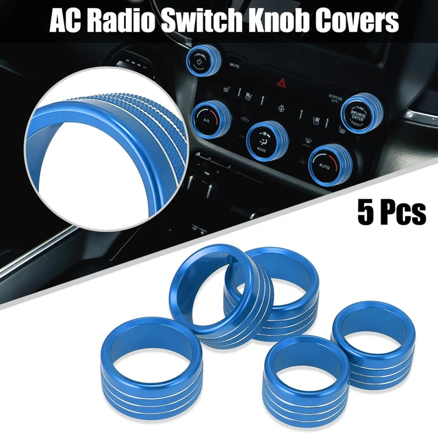 5pcs Blue Car AC Radio Switch Knob Cover for Dodge for Ram 1500 2018 2019 2020