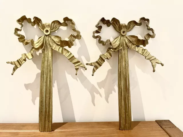 Set of TWO Vintage Solid Brass Bows, Wall Decor, 12 Inches X 8.5 Inches