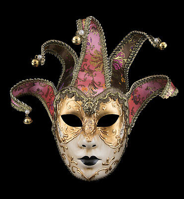 Mask from Venice Volto Jolly Face Golden IN 5 Spikes Carnival Fancy Dress - 2180