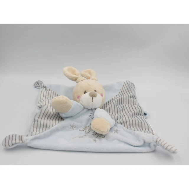 Doudou plat lapin bleu rayé KIABI SIMBA TOYS - 15685