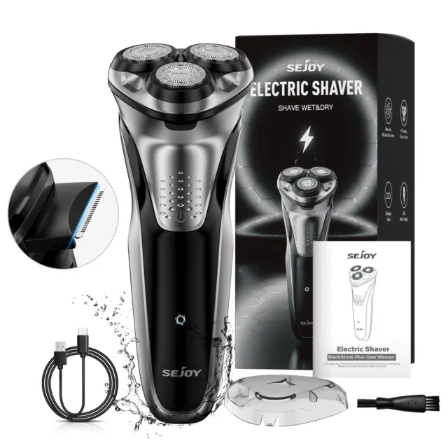 SEJOY 3D Cordless Mens Electric Shaver with Pop up Trimmer IPX7 Waterproof Razor
