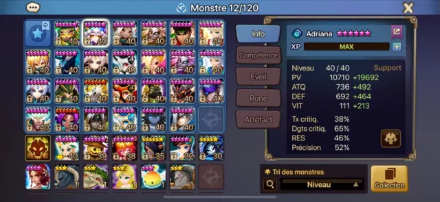 summoners war Eu account Tian lang, bella ... 8LD