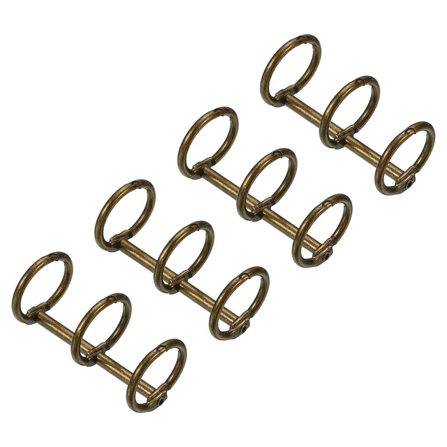 0.63" Diá 3 Anillos Libro Anillos, 4pzs Metal Carpeta Anillos Desmontable Bronce