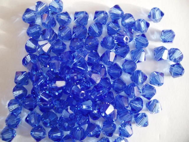 200 pc SWAROVSKI CRYSTAL SAPPHIRE 4mm Loose #5328 BEADS Bicones BLUE, September