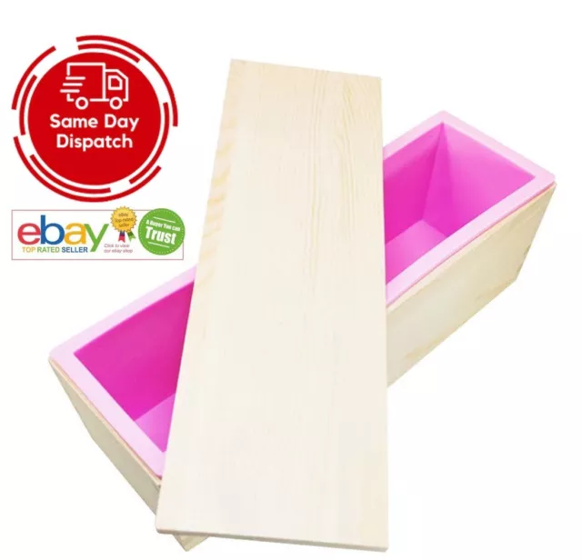 Moldes de jabón de madera molde de silicona para hacer pasteles caja de madera con tapa jabón de 1,2 kg
