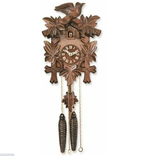 Pendule Coucou August Schwer – Modèle Aigle Et Nid Avec Feuilles De Fougère, Référence 2.5021.01.P, Neuf