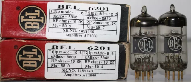 6201 BEL "O" Getter fabriqué en Inde Amplitrex AT1000 testé 1 paire...