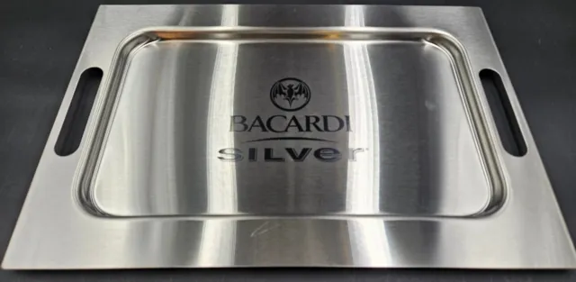 Bacardi Silver barware tray metal 11"x17"