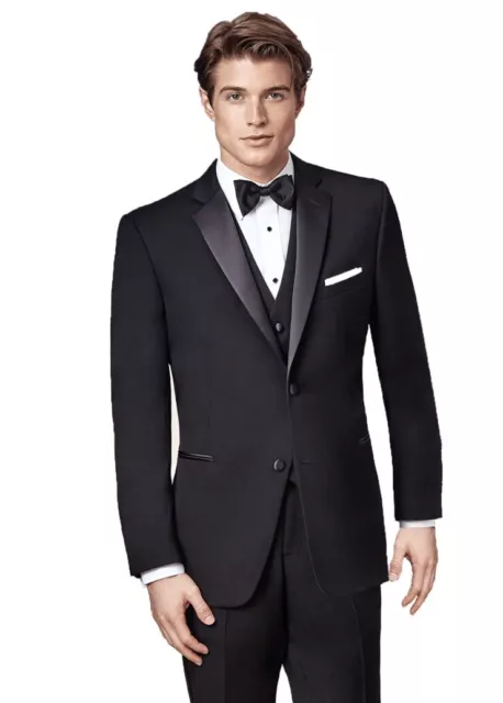 New With Tags Ike Behar Slim Fit Super 120’s Black Tuxedo Suit 36S *23-24 Style*