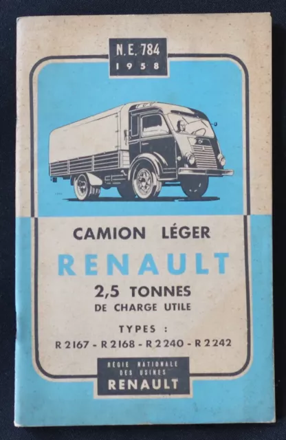 Catalogue 1958 CAMIONNETTE RENAULT R2167 R2168 R2240 automobilia automobile