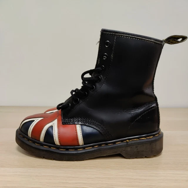 DR MARTENS 1460 Britain Union Jack England Flag Black Red Leather Boots