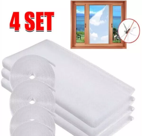 4x Living Fliegengitter Insektenschutz Mückenschutz Fenster 150 x 200 cm weiß