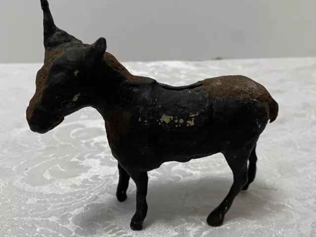 Cast Iron DONKEY STILL BANK Vintage Burro Ass Mule 4.5"