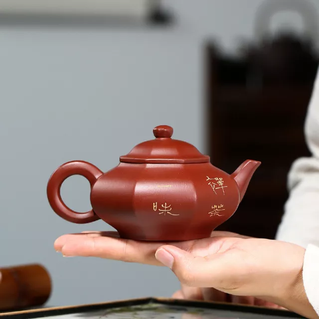 5.5" Chinese Yixing Zisha Pottery Clovershrub Clay 200ML Pine Tree Crane Teapot