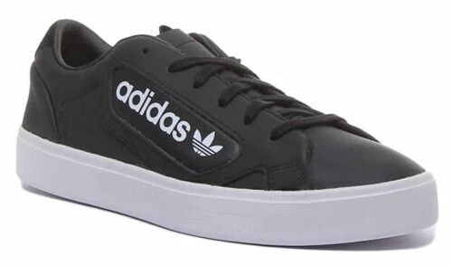 ADIDAS Sleek Cupsole Lacet Décontracté Baskets en Noir Blanc Taille UK 3 - 8