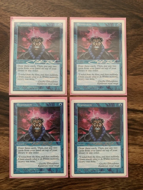 MTG 5TH EDITION Brainstorm X4 Autograph Signed Christopher Rush 